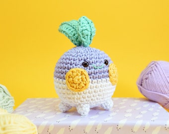 Peluche rapa viola all'uncinetto, amigurumi vegetale