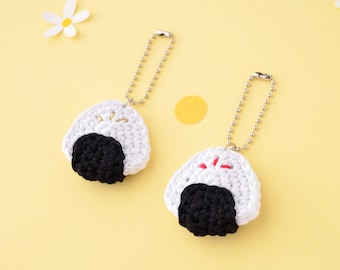 Onigiri keychain, onigiri decoration, onigiri crochet