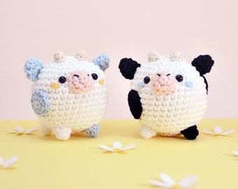 Mini crochet plush cow, amigurumi cow