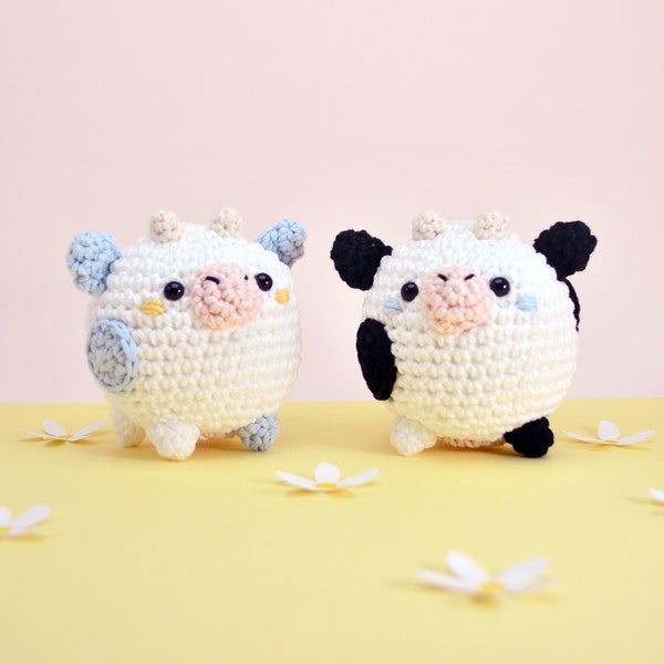 Mini peluche vache au crochet,  amigurumi vache