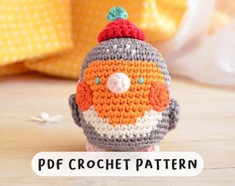 DUDLEY the robin with apple hat - Digital Crochet Pattern