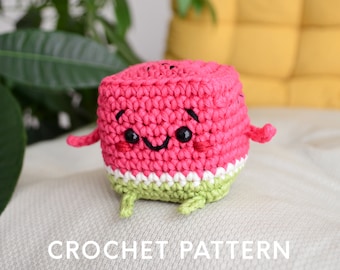 Watermelon crochet pattern, step by step crochet pattern, amigurumi watermelon pattern