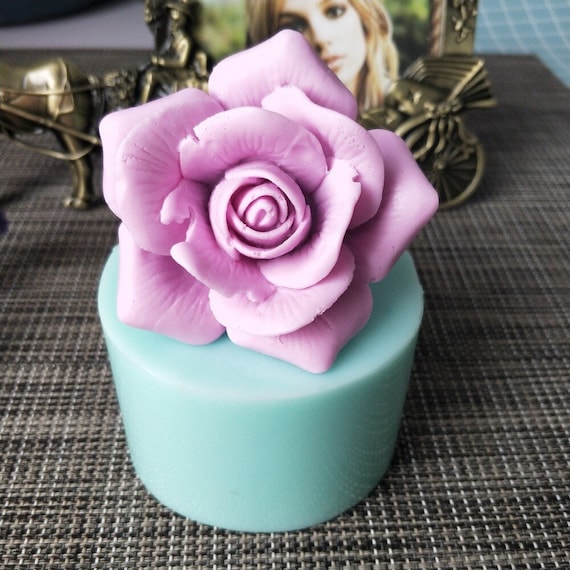 4 Cavity LOVE Rose Flower Silicone Mold DIY Fondant Cake Soap Candle Clay Mould