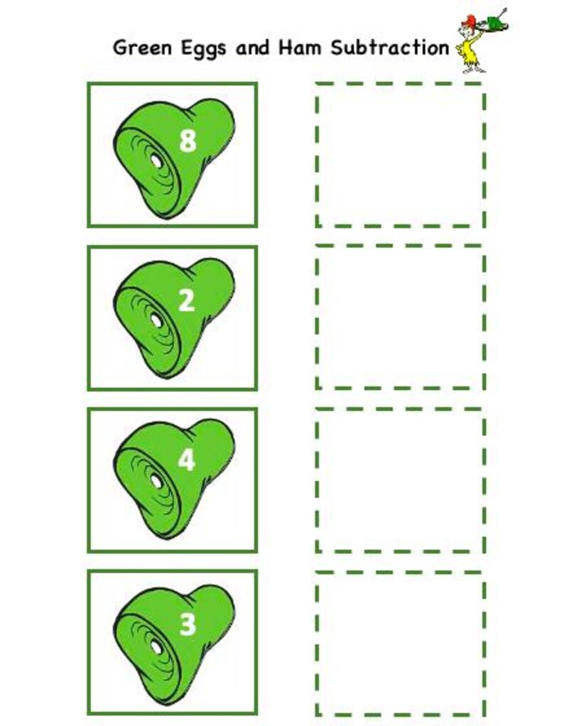 Ham Worksheet Green Eggs and Ham Subtraction - Etsy