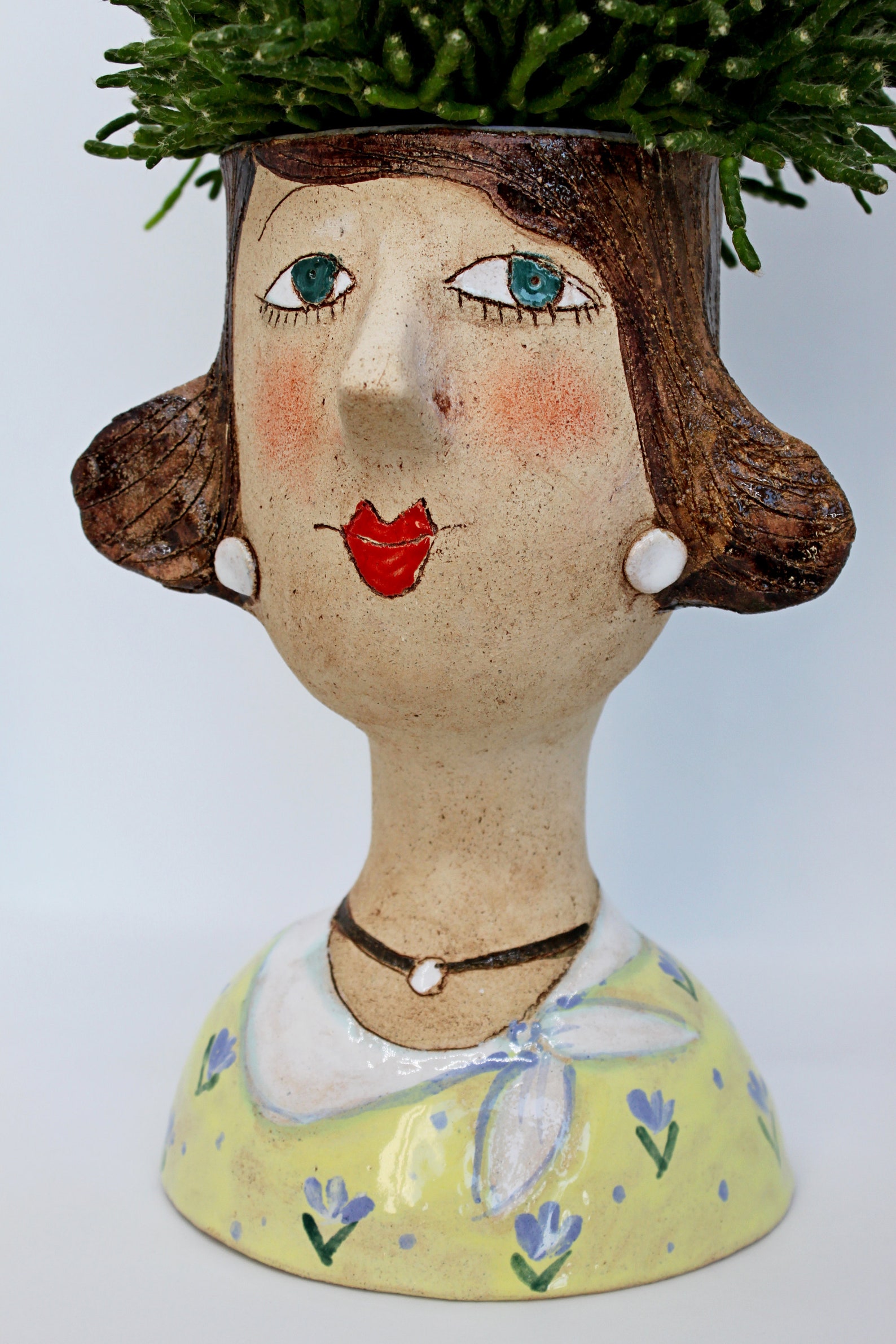Retro lady ceramic face planter unique head plant pot Etsy