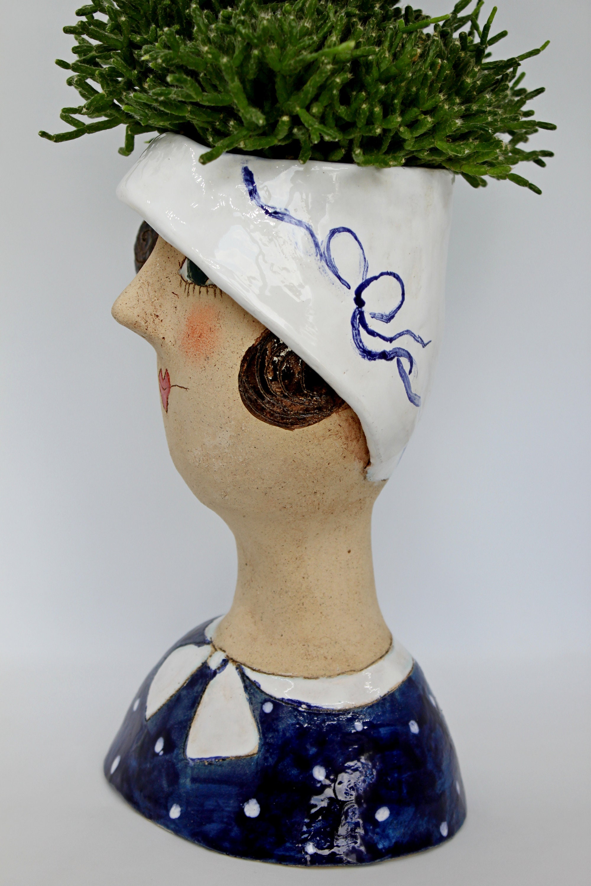 Retro lady head planter pot dried flowers lady face vase Etsy