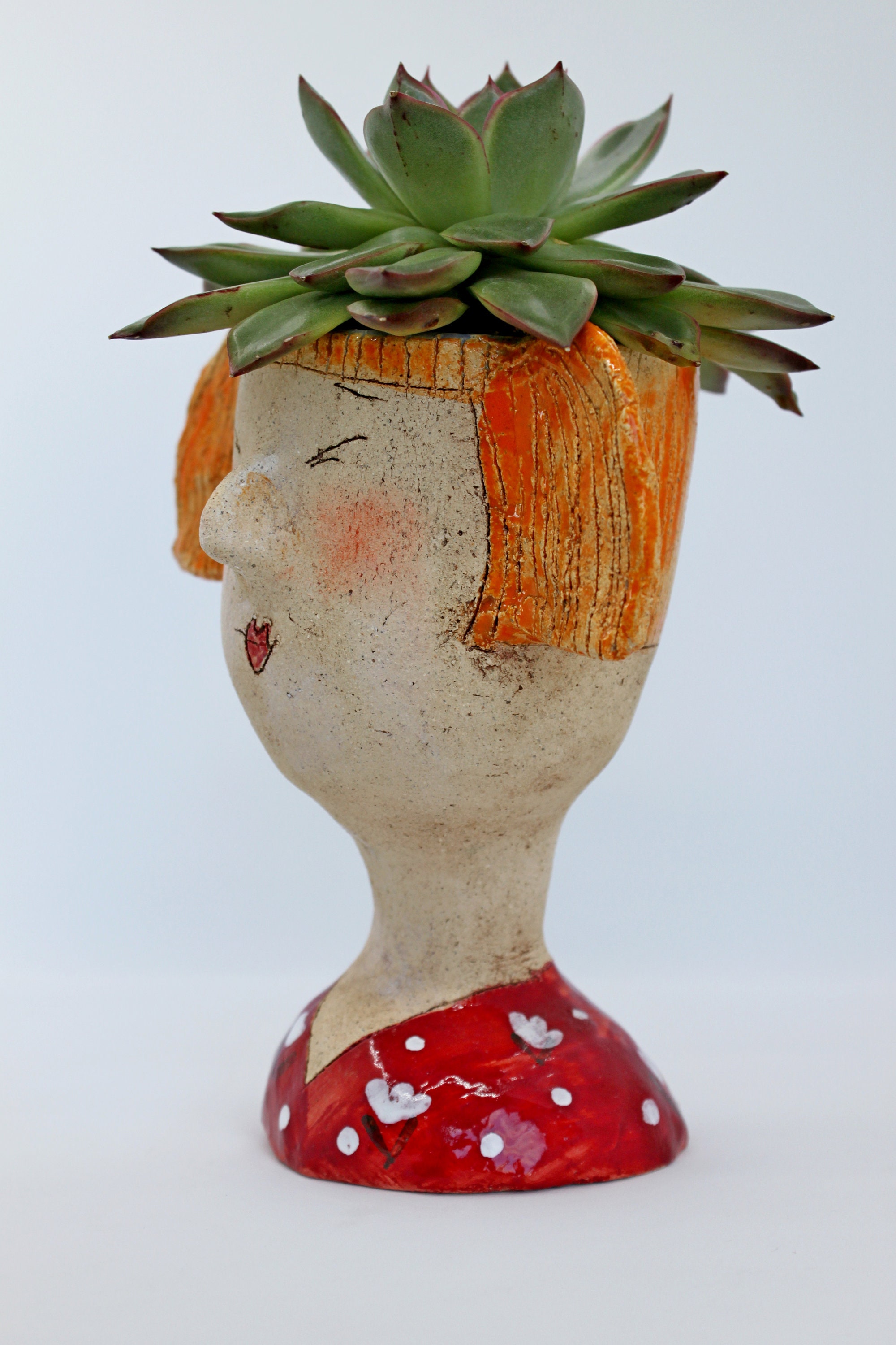 Lady head succulent plant pot eastern appearance girl face Etsy