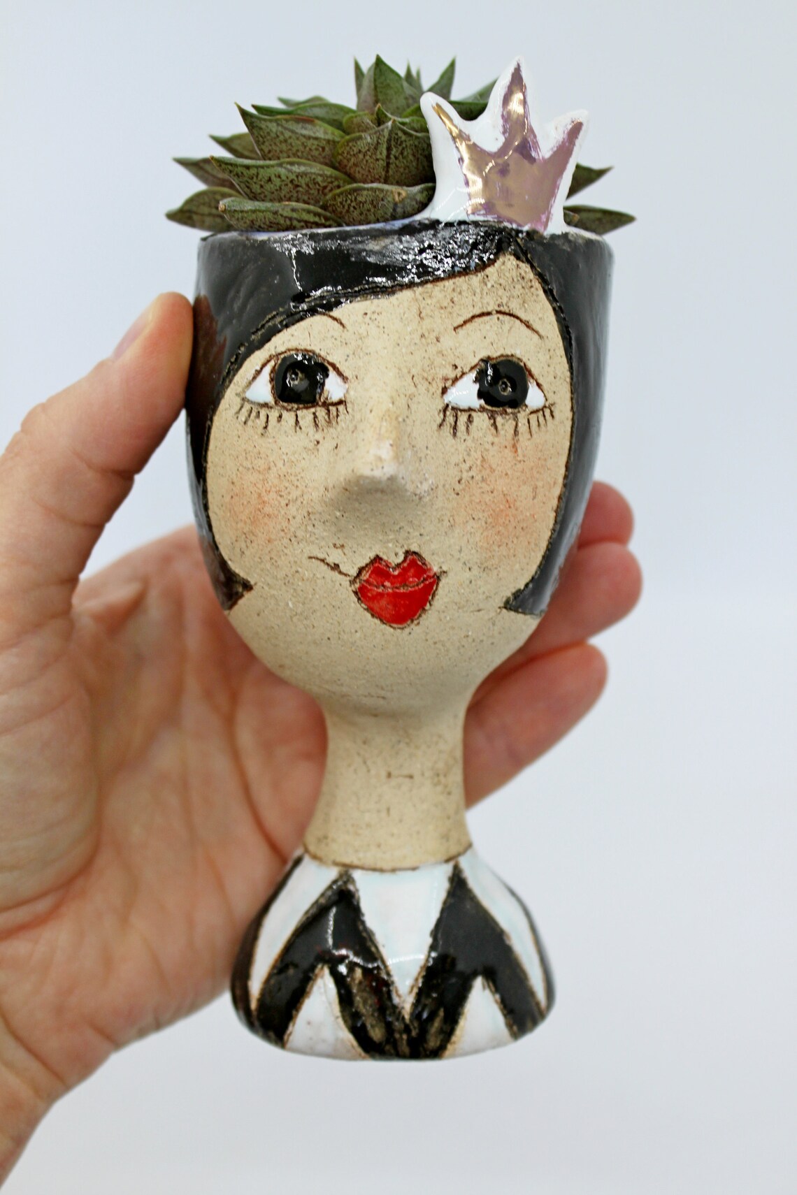 Princess lady head planter pot unique ceramic woman face art Etsy