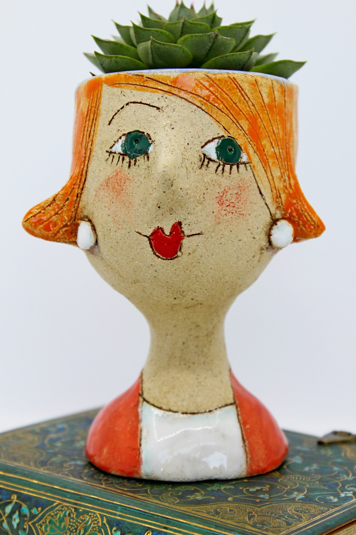 Modern Lady Head Planter Pot Unique Face Flower Pot Succulent Etsy