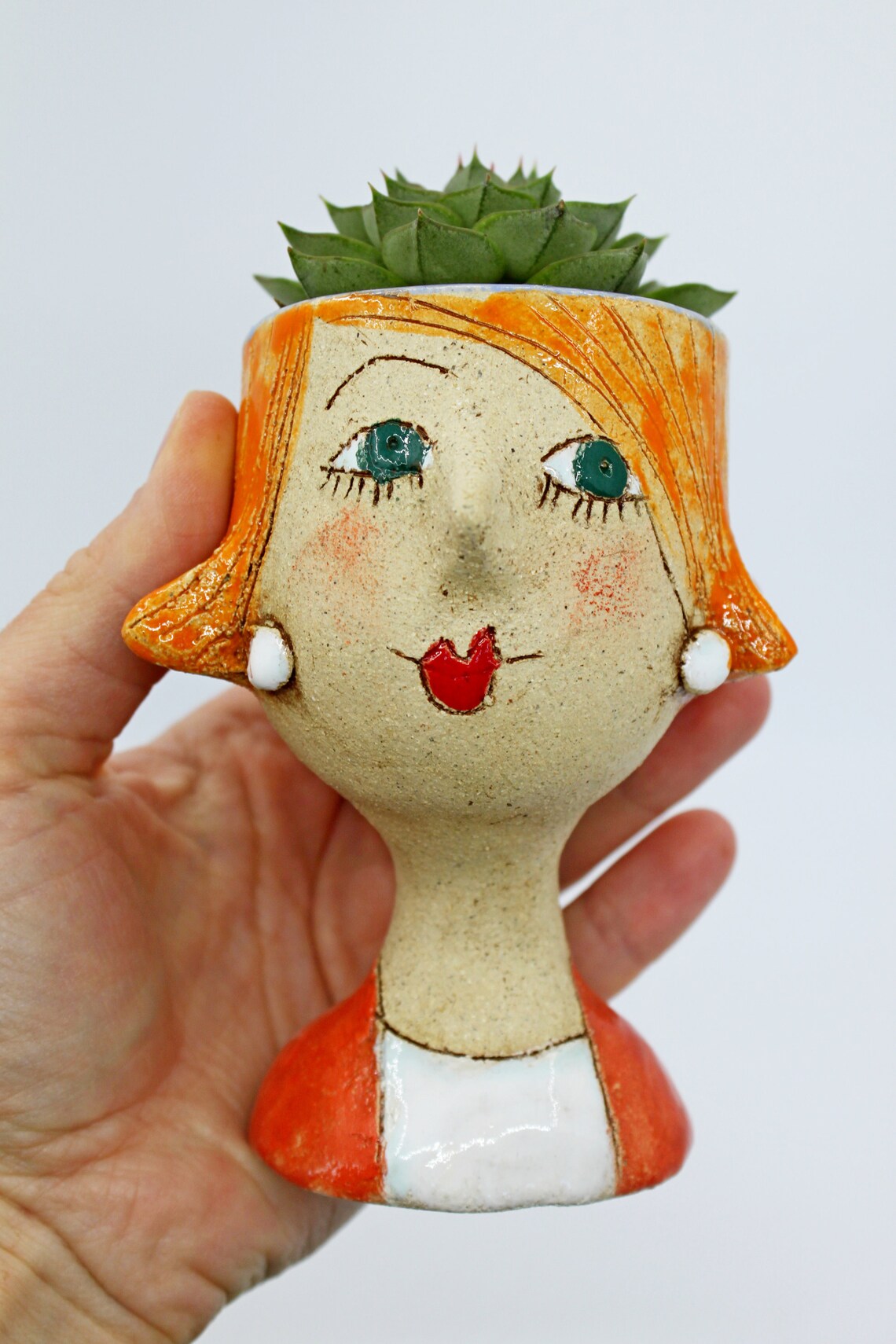 Modern Lady Head Planter Pot Unique Face Flower Pot Succulent Etsy