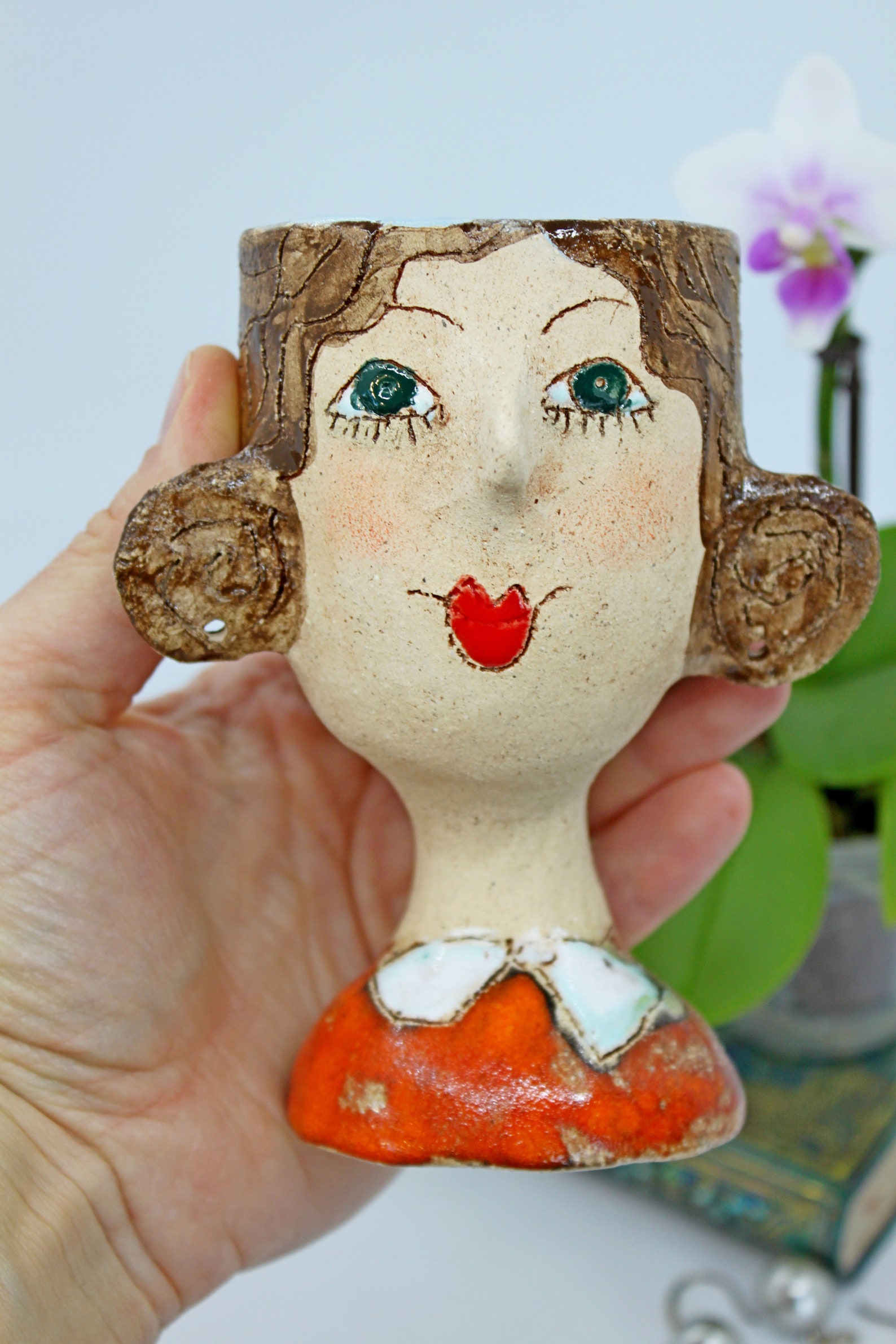Unique Ceramic Lady Head Planter Pot Lady Face Pot Unique Etsy
