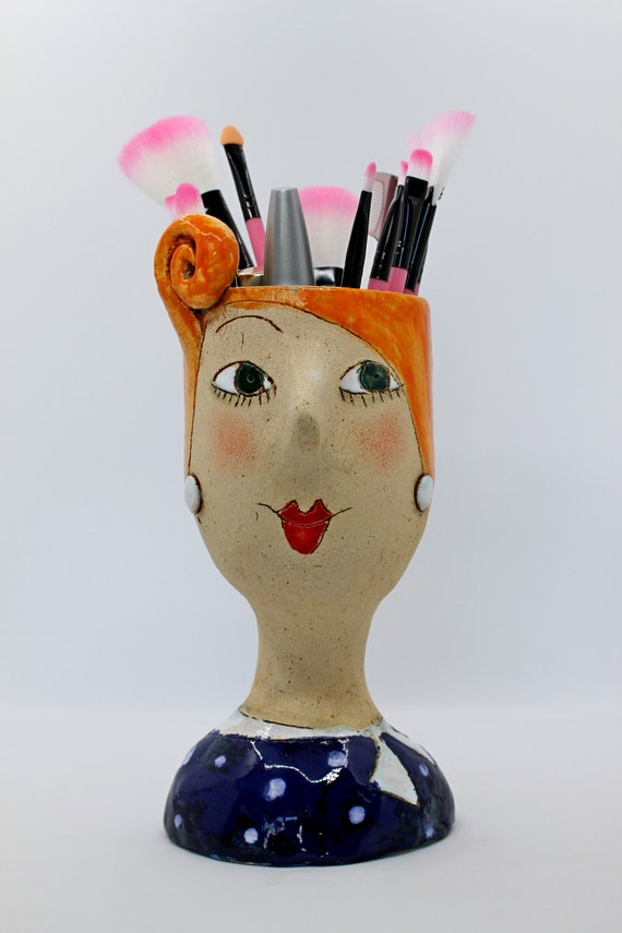Lady face vase multipurpose vintage interior lady head Etsy