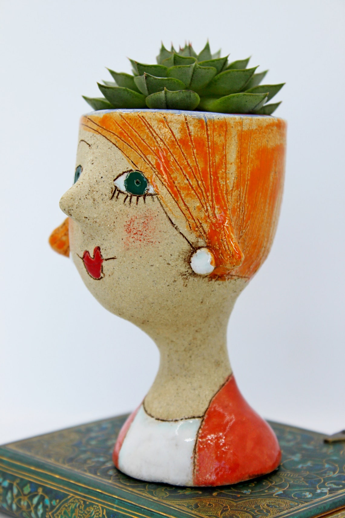 Modern Lady Head Planter Pot Unique Face Flower Pot Succulent Etsy