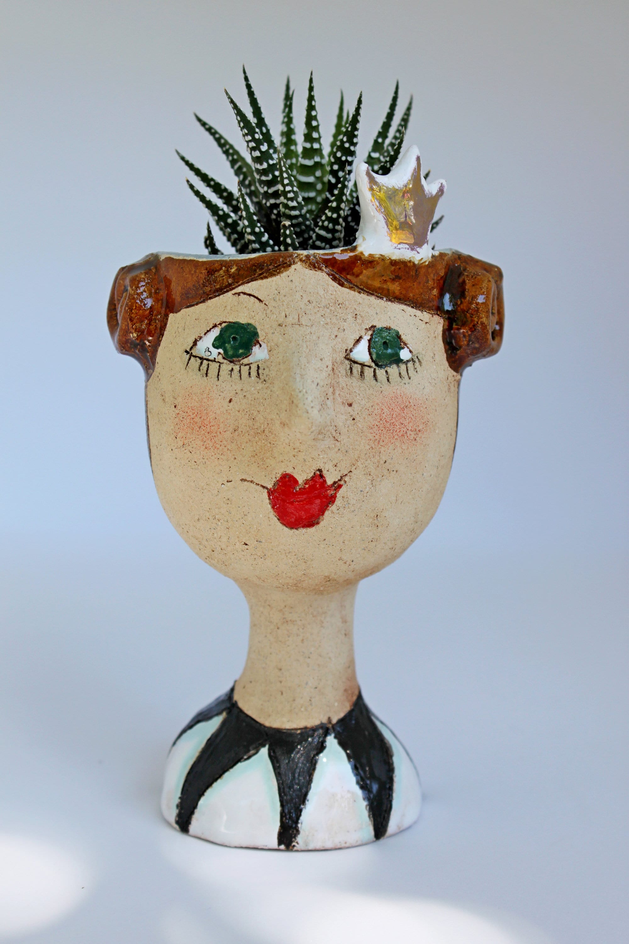 Unique ceramic head planter face plant pot air plant