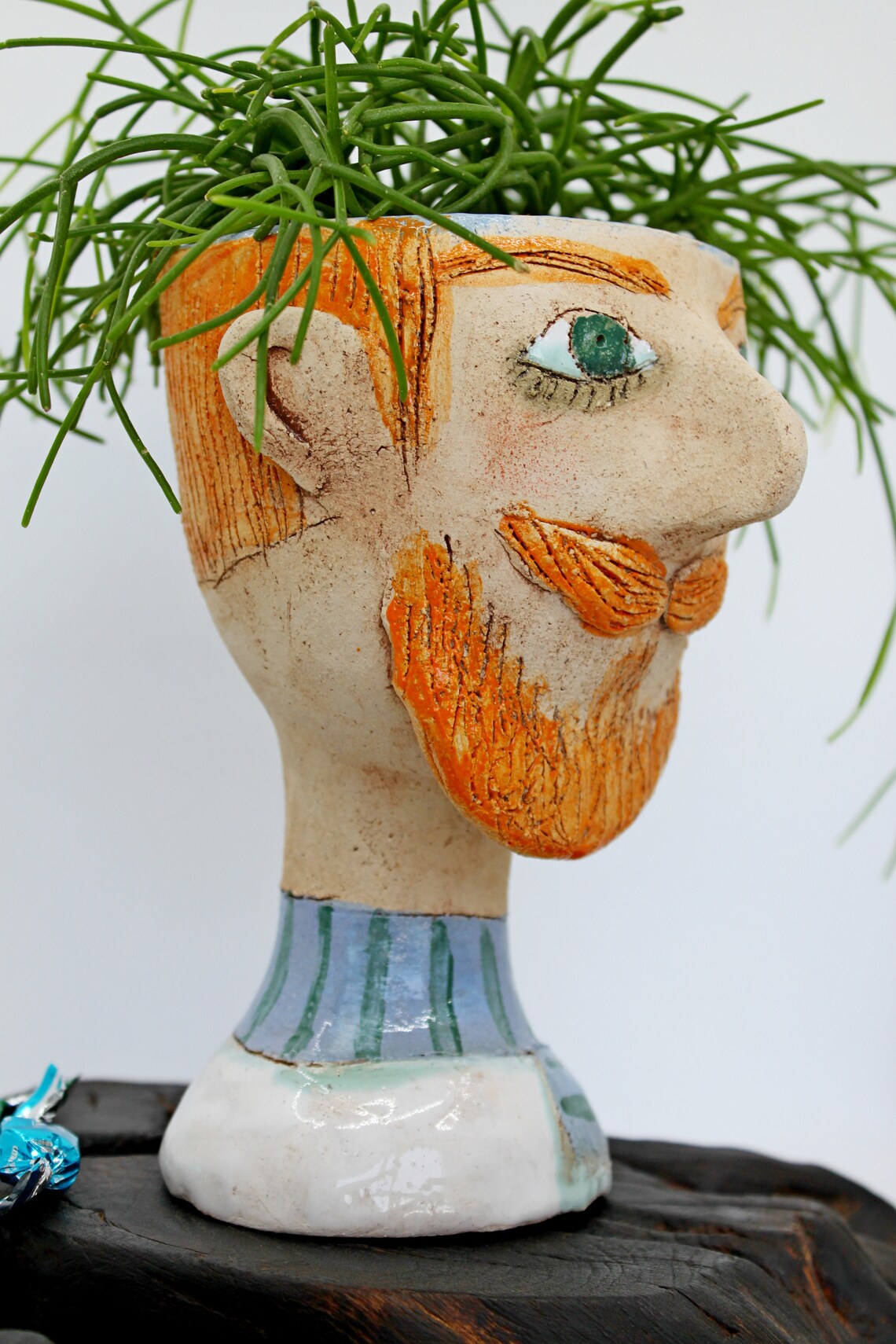 Retro gentleman ceramic face planter pot male head art Etsy