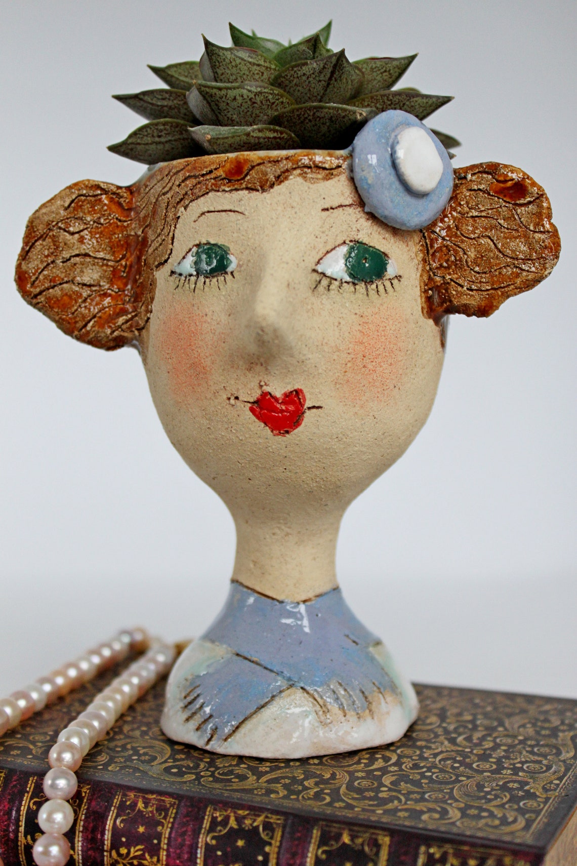 Retro lady face flower pot head planter woman face planter Etsy