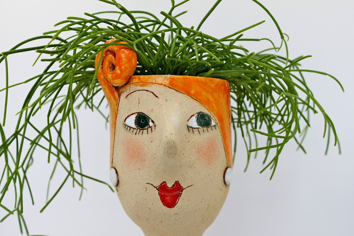 Lady face vase multipurpose vintage interior lady head Etsy