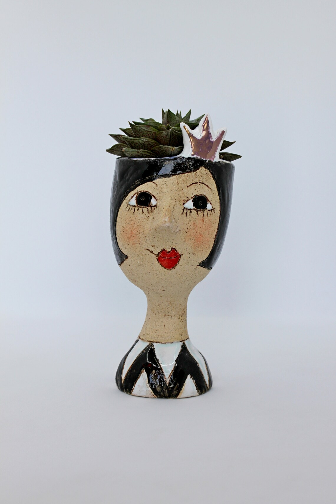 Princess lady head planter pot unique ceramic woman face art Etsy