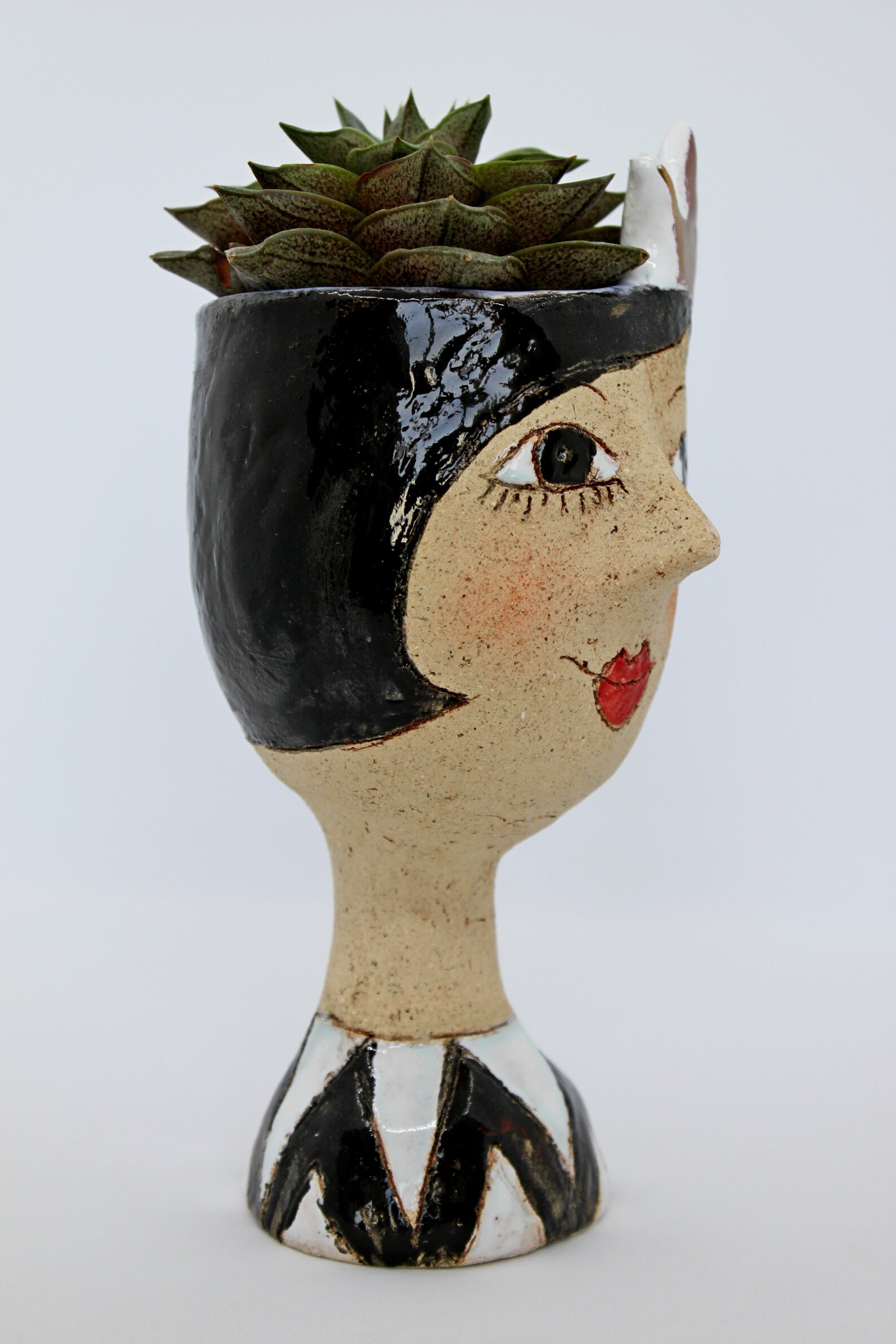 Princess lady head planter pot unique ceramic woman face art Etsy