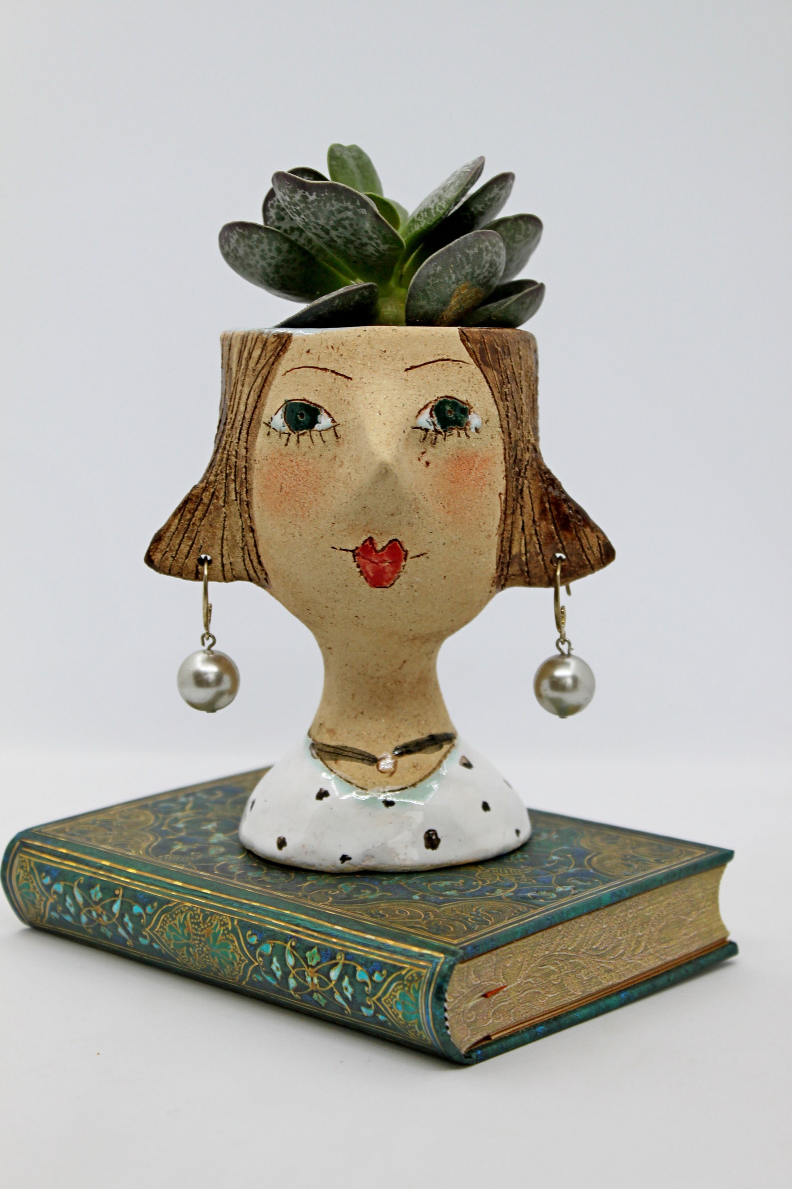 Unique Ceramic Face Mini Planter Lady Head Plant Pot With Etsy