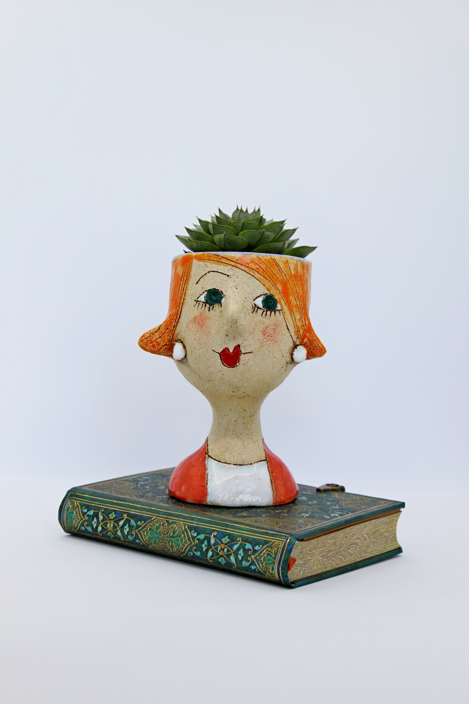 Modern Lady Head Planter Pot Unique Face Flower Pot Succulent Etsy