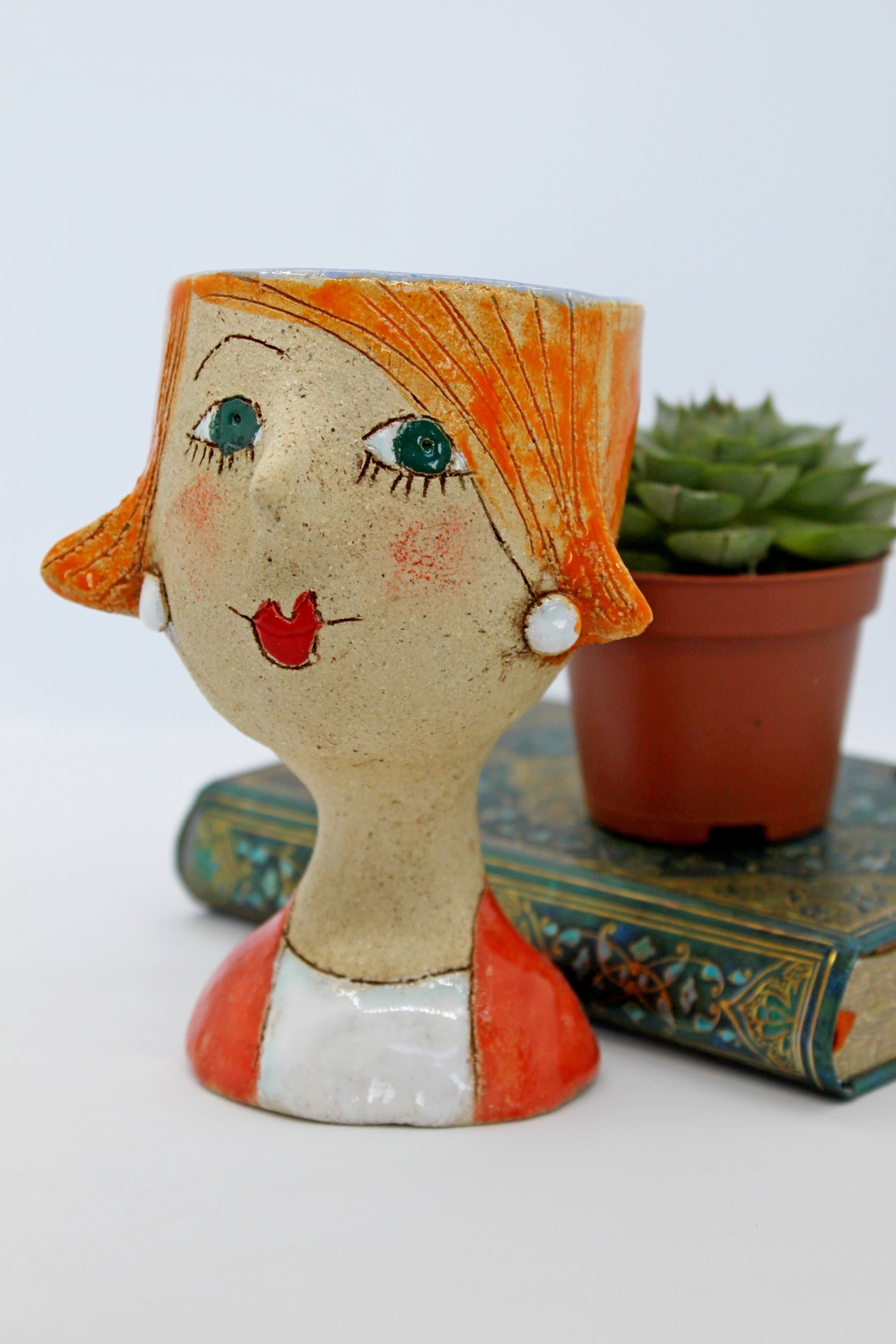 Modern Lady Head Planter Pot Unique Face Flower Pot Succulent Etsy