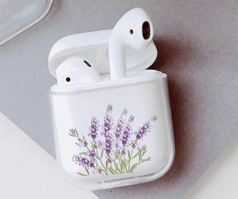 Wildflower purple Lavender Floral airpods plastic case apple image 0