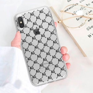 Funda para iPhone con monograma sutil, funda para iPhone con iniciales, funda personalizada para iPhone 14, funda personalizada para iPhone, iPhone 13 Pro Max Mini, 15, 16, SE