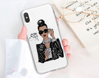 Women boss coffee iphone case iPhone 15 Max case iPhone XR case iPhone 15 case iPhone X case iPhone 8 Plus case iPhone 7 Plus case iPhone