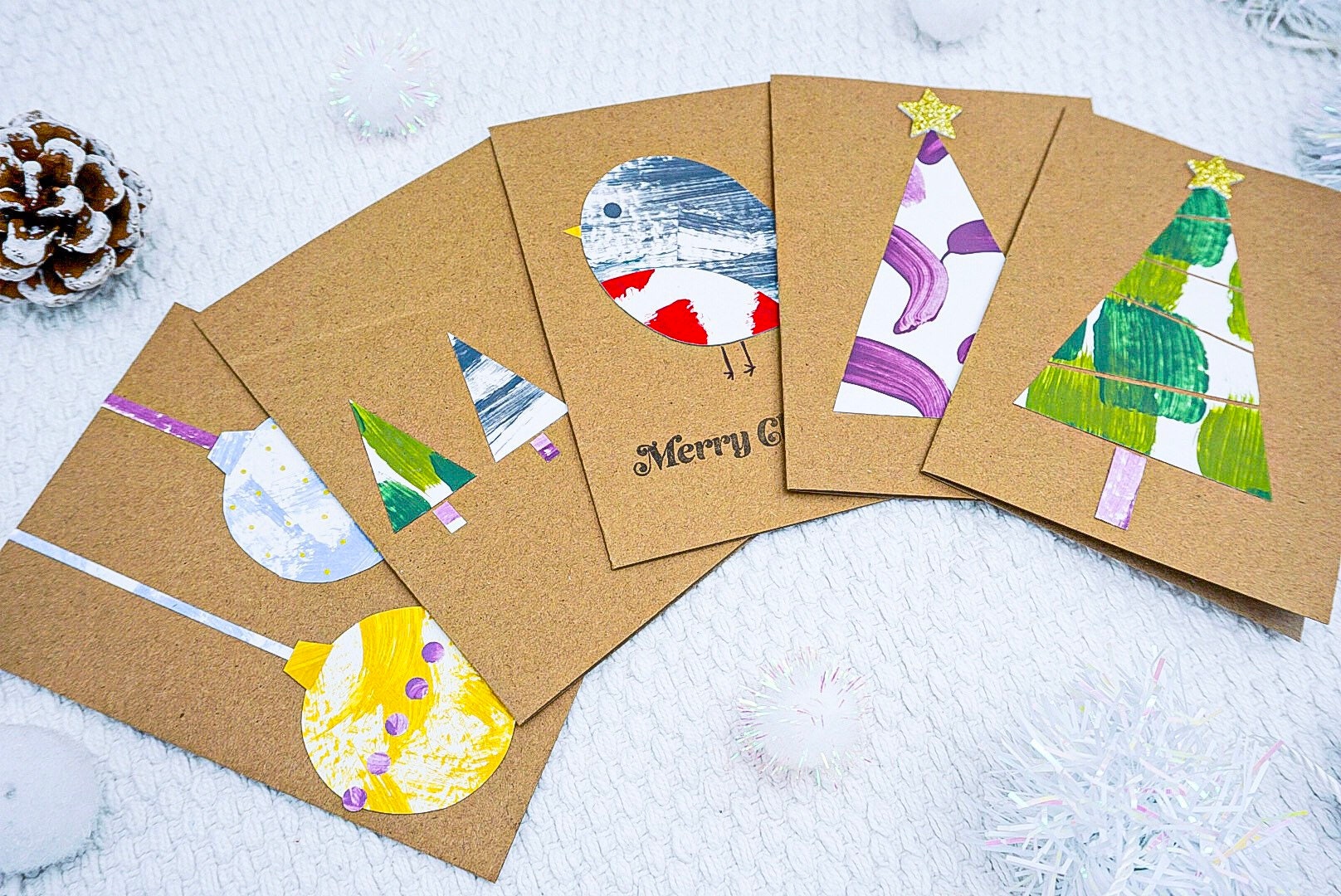 Pack of 3 Handmade Collage Christmas Cards Etsy