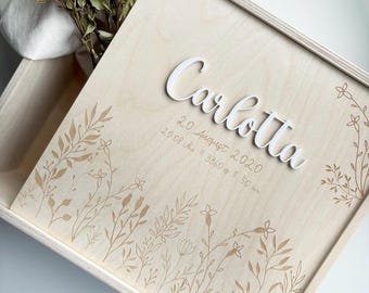 Baby memory box with name | Personalized memory box | Christmas gift for children | Wooden box | Wedding gift