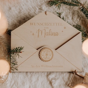 Briefumschlag für Wunschzettel an das Christkind & den Weihnachtsmann aus Holz