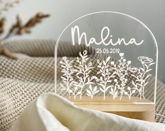 Night light flower meadow personalized | LED lamp baby | Gift birth | Night light children | Lamp personalized | Children's room decoration