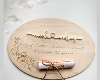 Wooden card for wedding | Cash gift for bride and groom | Communion | Baptism