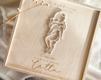 Memory box for star children with names | Personalized memory box | Wooden box | Souvenir of Star Child