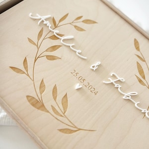 Erinnerungskiste zur Hochzeit für Brautpaar mit Namen | Erinnerungsbox personalisiert | Weihnachtsgeschenk | Kiste Holz | Hochzeitsgeschenk