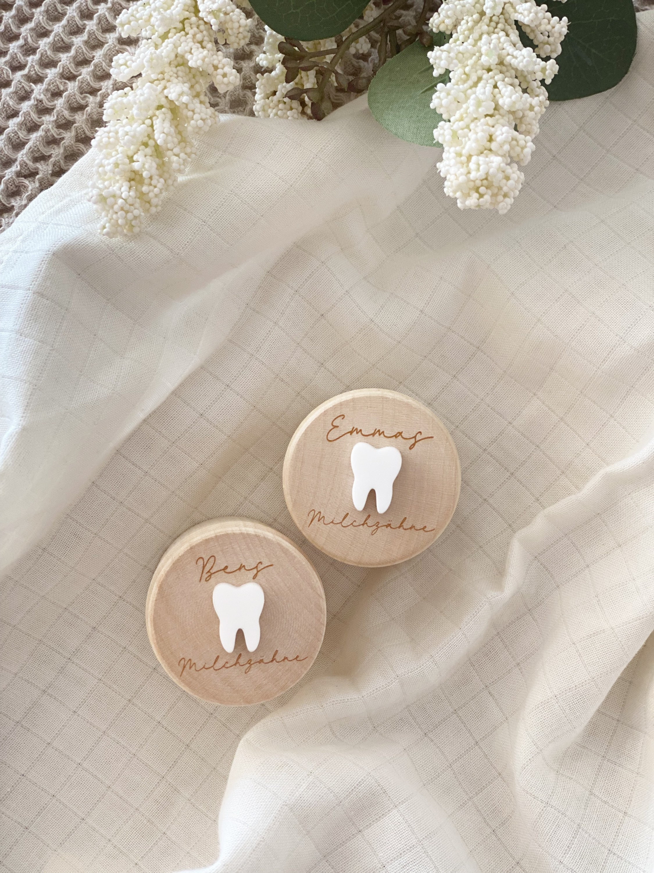 Boite A Dents De Lait Personnalisée Icônes Nom Gravées