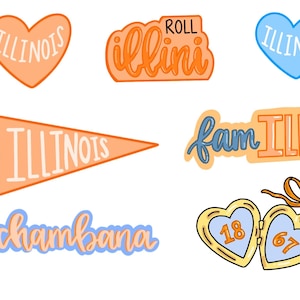 UIUC Stickers | University of Illinois Aesthetic Vinyl Decals for Laptop, Water Bottle, etc.