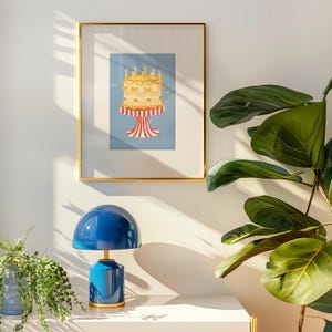 Impression d'art de gâteau de pâtes | Illustration de nourriture lunatique | Décoration de cuisine italienne | Art imprimable amusant pour les amateurs de pâtes