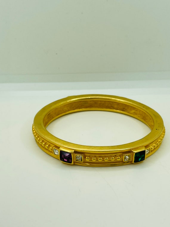 Givenchy vintage gilt gold & crystal rare bangle - image 4