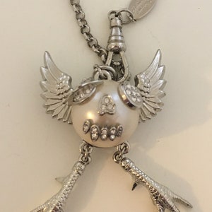 Ultra Rare Vivienne Westwood Pearl Winged Skull Orb Necklace