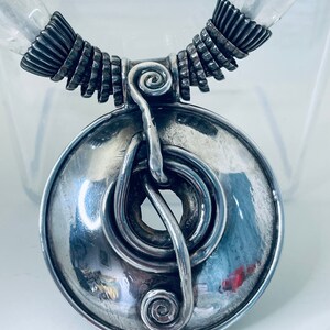 Huge sterling silver and rock crystal beaded pendant necklace