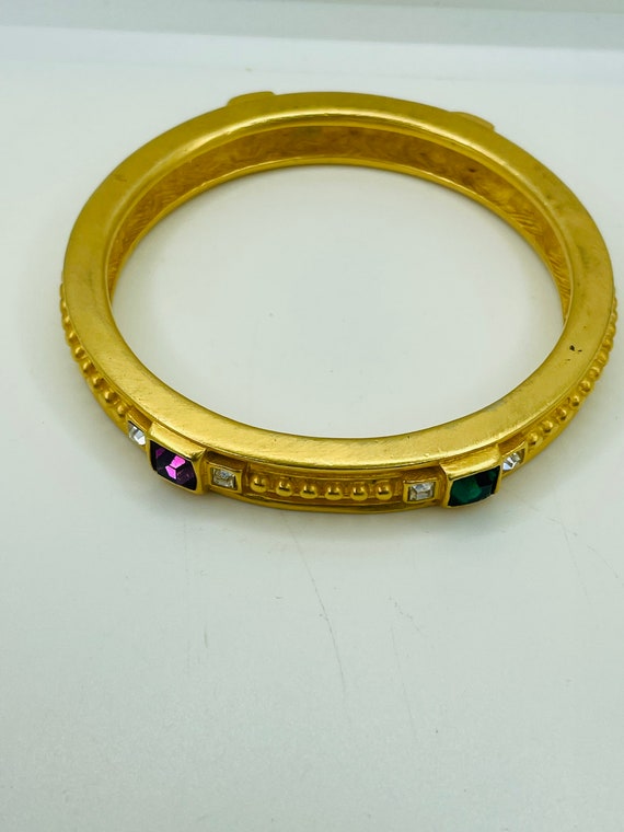 Givenchy vintage gilt gold & crystal rare bangle - image 3