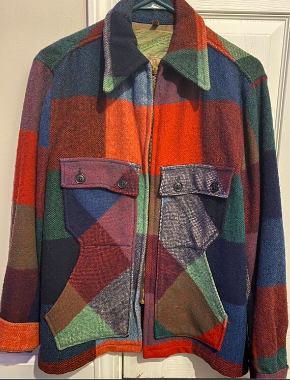40s Buck SKein joe Red Black Plaid Wool Jacket Small … - Gem
