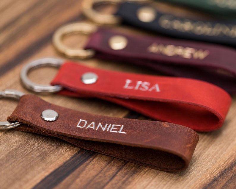 Personalized Leather Keychain,Custom Leather Keychain,Monogrammed Leather Keychain,initial keychain personalized,key chain customized image 3