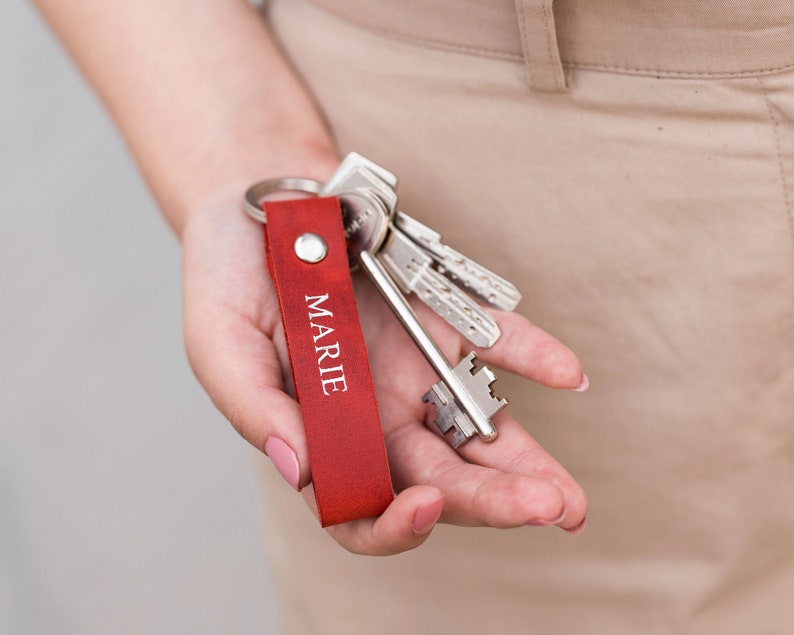 Personalized Leather Keychain,Custom Leather Keychain,Monogrammed Leather Keychain,initial keychain personalized,key chain customized image 5