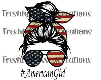 American Girl Messy Bun, Sublimation file, Digital Download