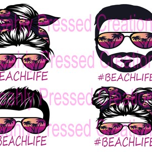 Messy Bun Beach Life PNG Sublimation File