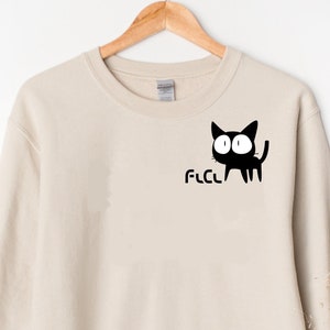 Unisex FLCL Anime Sweatshirt, Takkun Cat Shirt, Lord Canti Fooly Cooly, 90s Anime Shirt, Vintage Furi Kuri, Retro FLCL Cat Pocket Sweatshirt