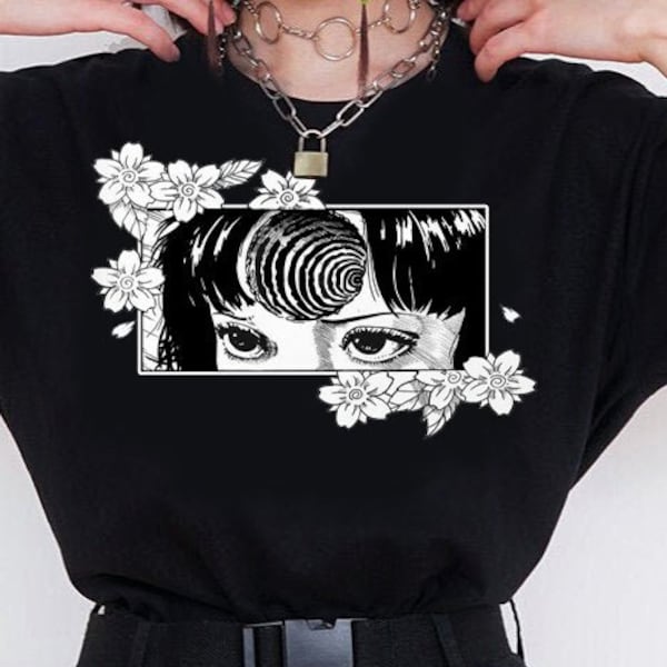 90s Anime Manga Creepy Girl Shirt: Tomie Anime Horror Shirt, Japanese Dark Anime T-Shirt, Girl Eyes Shirt, Gothic Manga Horror Unisex shirt